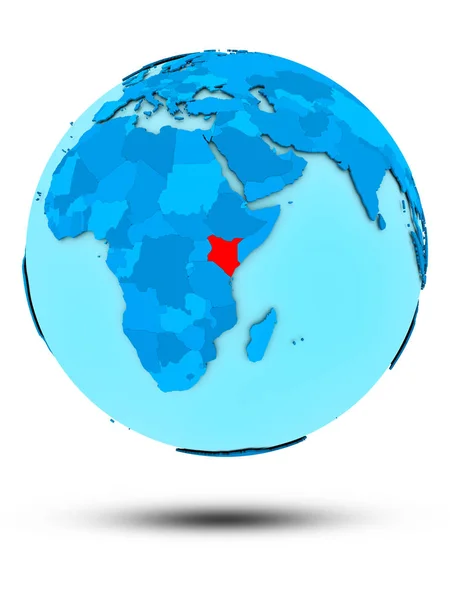 Kenya Sur Globe Bleu Isolé Sur Fond Blanc Illustration — Photo