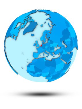 Hollanda beyaz arka plan üzerinde izole mavi dünya üzerinde. 3D çizim.