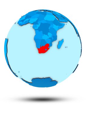Güney Afrika beyaz arka plan üzerinde izole mavi dünya üzerinde. 3D çizim.