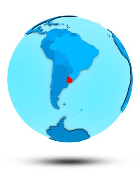 Uruguay beyaz arka plan üzerinde izole mavi dünya üzerinde. 3D çizim.