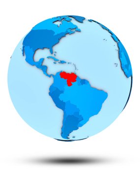 Venezuela beyaz arka plan üzerinde izole mavi dünya üzerinde. 3D çizim.