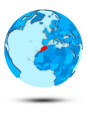 Fas beyaz arka plan üzerinde izole mavi dünya üzerinde. 3D çizim.