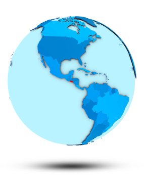 El Salvador beyaz arka plan üzerinde izole mavi dünya üzerinde. 3D çizim.