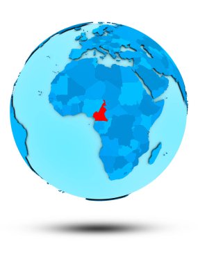 Kamerun beyaz arka plan üzerinde izole mavi küre hakkında. 3D çizim.