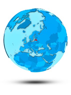 Letonya beyaz arka plan üzerinde izole mavi dünya üzerinde. 3D çizim.