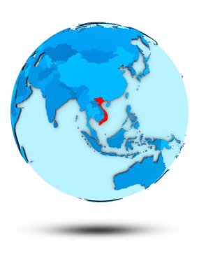 Vietnam beyaz arka plan üzerinde izole mavi dünya üzerinde. 3D çizim.