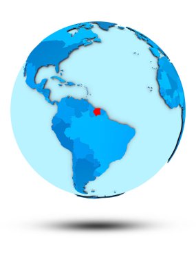 Surinam beyaz arka plan üzerinde izole mavi dünya üzerinde. 3D çizim.