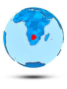 Botsvana beyaz arka plan üzerinde izole mavi dünya üzerinde. 3D çizim.