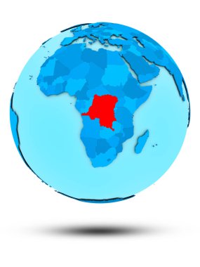 Democratic Republic of Congo on blue globe isolated on white background. 3D illustration. clipart