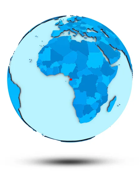 赤道几内亚在蓝色地球被隔绝在白色背景 — 图库照片
