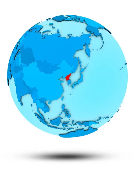 Coreia Norte Globo Azul Isolado Fundo Branco Ilustração — Fotografia de Stock