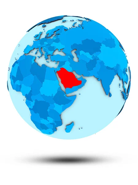 Arabia Saudita Globo Blu Isolato Sfondo Bianco Illustrazione — Foto Stock