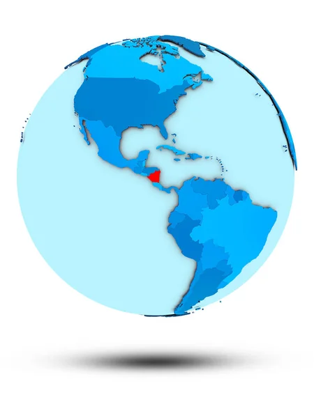 尼加拉瓜在蓝色地球被隔绝在白色背景 — 图库照片