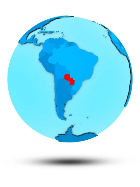 Paraguay Sur Globe Bleu Isolé Sur Fond Blanc Illustration — Photo