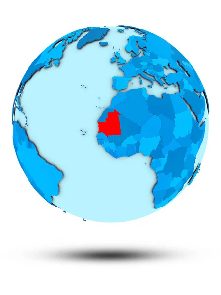 Mauritánie Modrý Glóbus Izolovaných Bílém Pozadí Obrázek — Stock fotografie