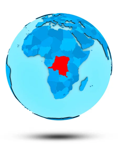 République Démocratique Congo Sur Globe Bleu Isolé Sur Fond Blanc — Photo