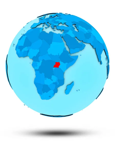 Oeganda Blauwe Wereldbol Geïsoleerd Een Witte Achtergrond Illustratie — Stockfoto
