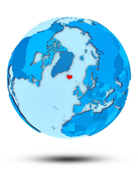冰岛在蓝色地球被隔绝在白色背景 — 图库照片