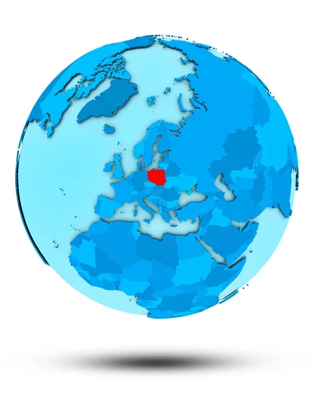 波兰在蓝色地球被隔绝在白色背景 — 图库照片
