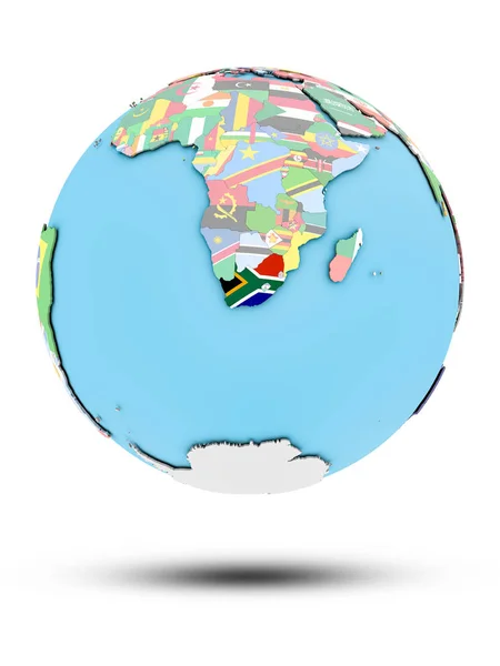 South Africa Political Globe National Flags Isolated White Background Illustration — Stock Photo, Image