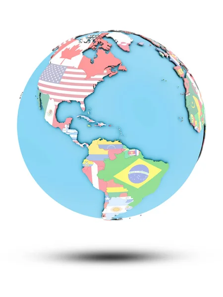 Пуэрто Рико Политическом Глобусе Национальными Флагами Белом Фоне Иллюстрация — стоковое фото