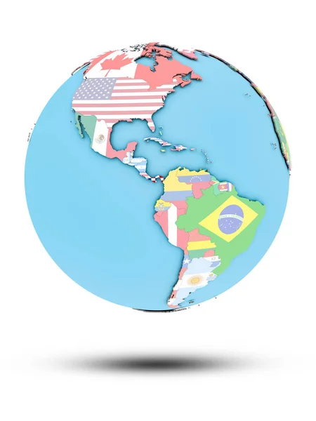 Panama Politiska Jordglob Med Nationsflaggor Isolerad Vit Bakgrund Illustration — Stockfoto