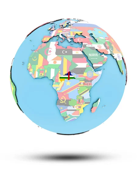 中部非洲在政治地球与国旗被隔绝在白色背景 — 图库照片