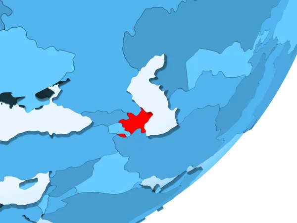 Azerbajdzsán Piros Kék Politikai Földgömb Átlátható Óceánok Illusztráció — Stock Fotó
