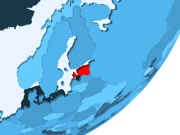 Estonia Red Blue Political Globe Transparent Oceans Illustration — Stock Photo, Image