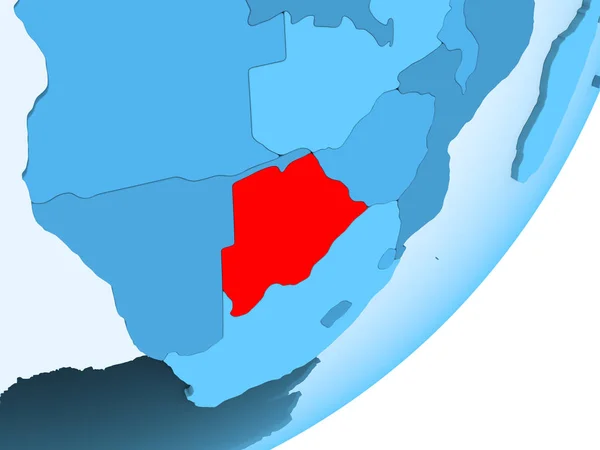 Botswana Rött Blå Politiska Jordglob Med Öppet Hav Illustration — Stockfoto