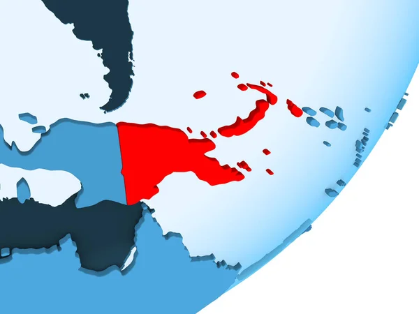 Papua New Guinea Red Blue Political Globe Transparent Oceans Illustration — Stock Photo, Image