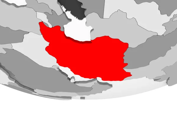 Iran Red Grey Political Globe Transparent Oceans Illustration — Stock Photo, Image