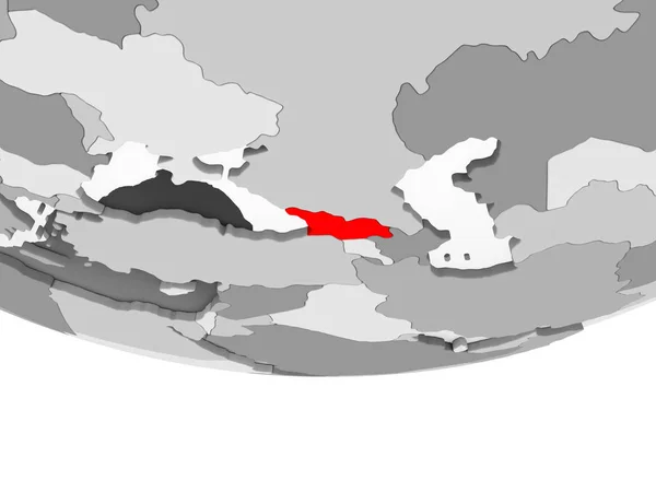 Грузія Червоний Колір Сірий Політичних Глобусом Допомогою Прозорих Океанів Ілюстрація — стокове фото