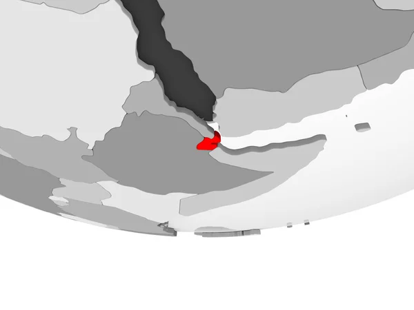 Džibuti Červené Barvě Šedém Politické Globe Transparentní Oceány Obrázek — Stock fotografie
