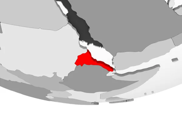 Eritrea Rot Auf Grauem Politischem Globus Mit Transparenten Ozeanen Illustration — Stockfoto