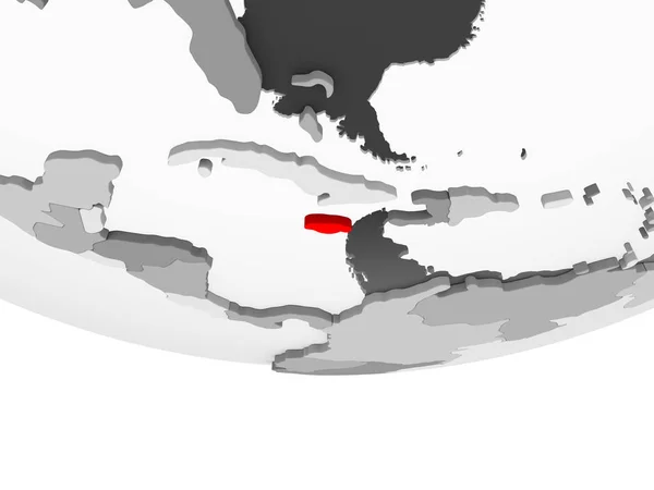 Jamaica Rot Auf Grauem Politischem Globus Mit Transparenten Ozeanen Illustration — Stockfoto