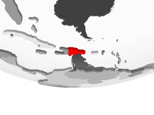 Dominikanische Republik Rot Auf Grauem Politischem Globus Mit Transparenten Ozeanen — Stockfoto