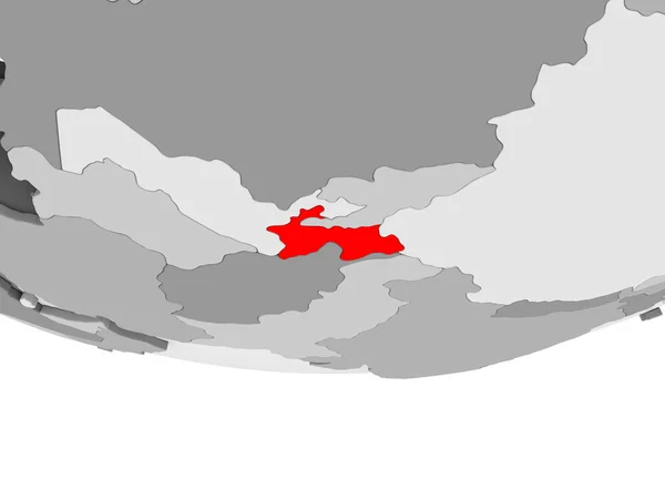 Таджикистан Червоний Колір Сірий Політичних Глобусом Допомогою Прозорих Океанів Ілюстрація — стокове фото