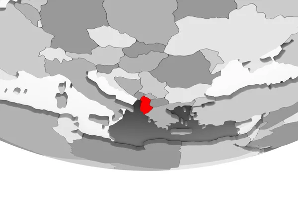 Албанія Червоний Колір Сірий Політичних Глобусом Допомогою Прозорих Океанів Ілюстрація — стокове фото