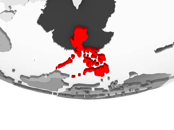 透明な海と灰色の政治世界の赤でフィリピン イラストレーション — ストック写真