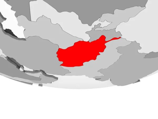 Афганістан Червоний Колір Сірий Політичних Глобусом Допомогою Прозорих Океанів Ілюстрація — стокове фото