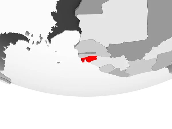 Gwinea Bissau Czerwono Szary Globus Polityczny Przezroczystym Oceanów Ilustracja — Zdjęcie stockowe