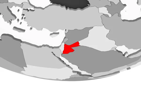Jordan Kırmızı Şeffaf Okyanuslar Ile Gri Siyasi Dünya Üzerinde Çizim — Stok fotoğraf