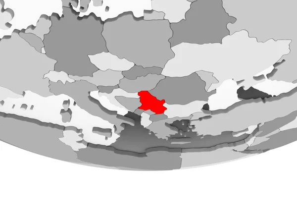 Сербії Червоний Колір Сірий Політичних Глобусом Допомогою Прозорих Океанів Ілюстрація — стокове фото