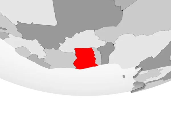 Ghana Red Grey Political Globe Transparent Oceans Illustration — Stock Photo, Image