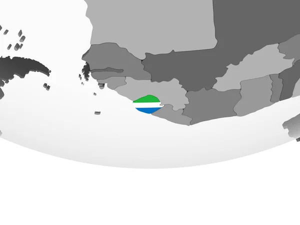 Sierra Leone Gray Political Globe Embedded Flag Illustration — Stock Photo, Image