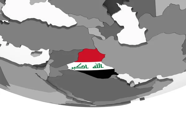 Iraq Globo Politico Grigio Con Bandiera Incorporata Illustrazione — Foto Stock