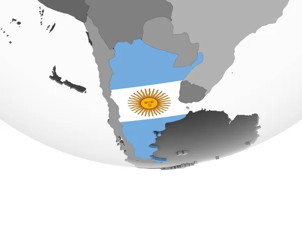 Argentina Gray Political Globe Embedded Flag Illustration — Stock Photo, Image