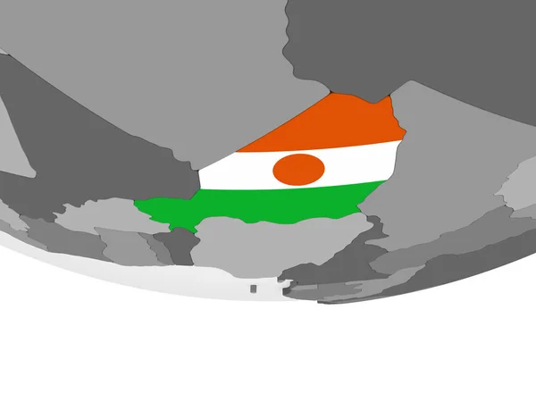 Niger Gray Political Globe Embedded Flag Illustration — Stock Photo, Image