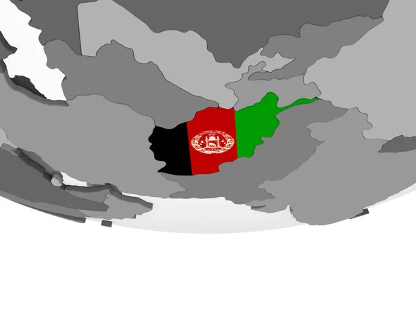 Afghánistán Šedé Politické Globe Vloženými Vlajky Obrázek — Stock fotografie